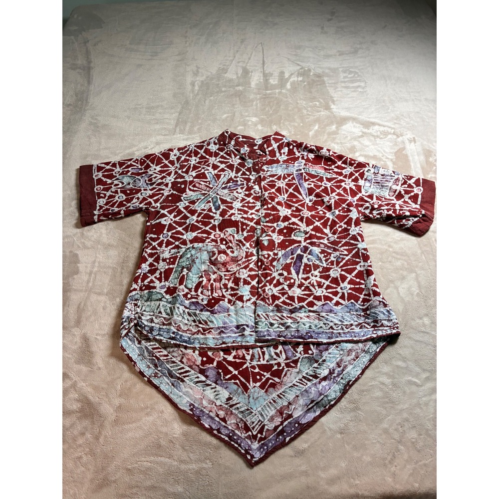Spirit of Courage Nnamdi Ibenagu African Batik Cotton Handkerchief Hem Top M